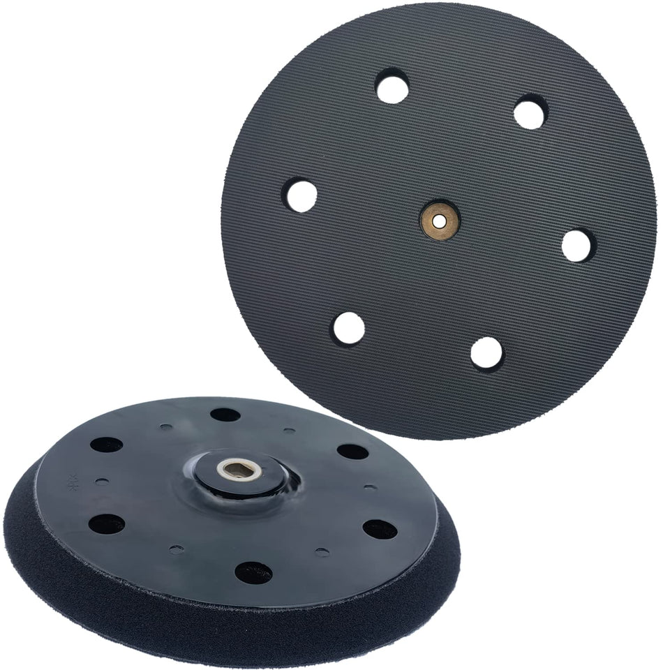 HDongany 9-inch 6-hole sander pad, front view, hook surface ready for disc attachment