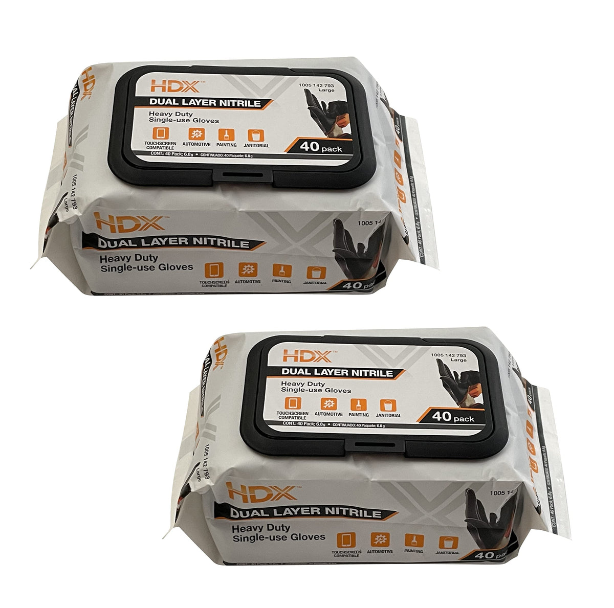 HDX black dual-layer nitrile gloves exterior for rugged tasks