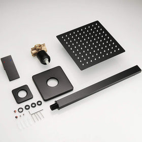 Matte black waterfall shower system for a premium bathroom look
