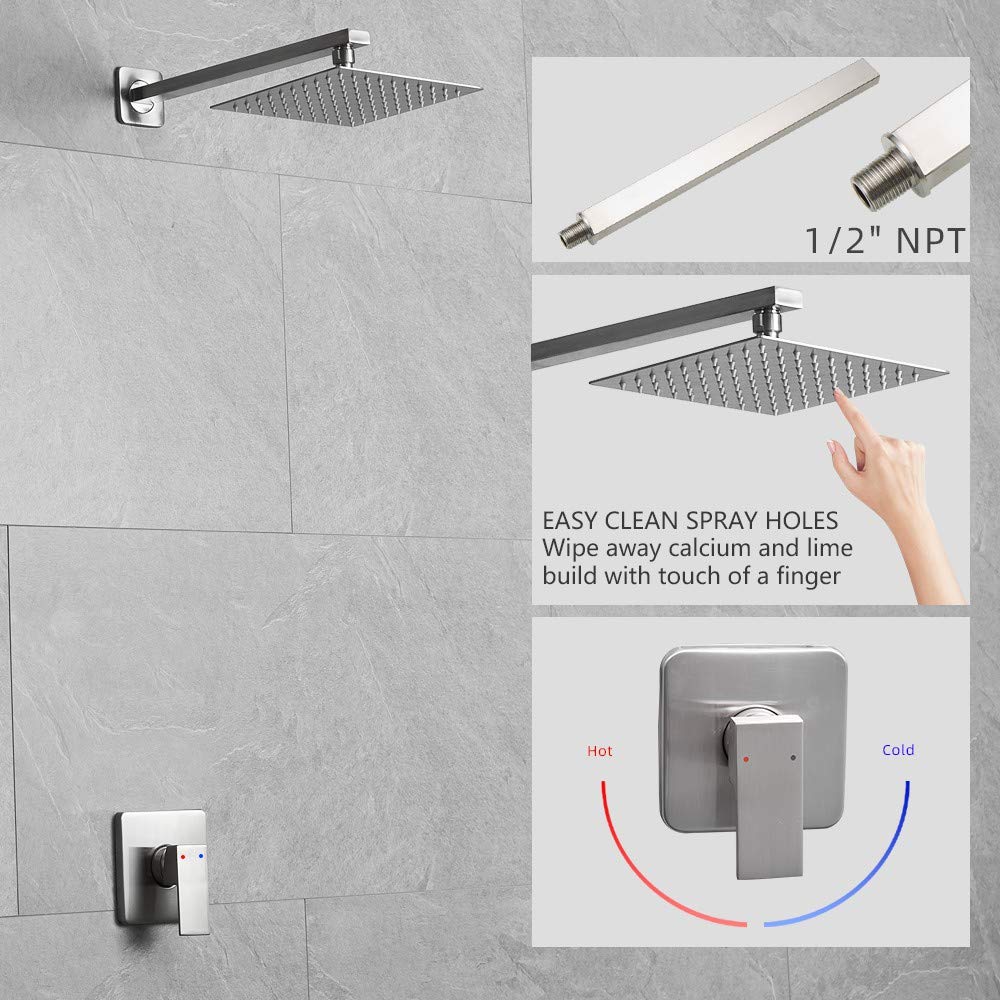 Heable brushed nickel 14-inch shower arm for flexible reach