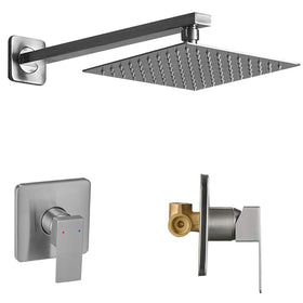 Heable brushed nickel 8-inch square rain head for a spa-like shower
