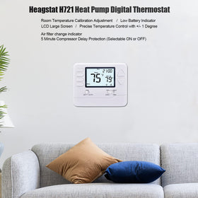 Heagstat H721 wall-mount installation demonstrating a slim, modern profile