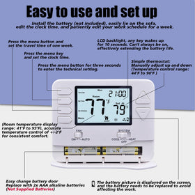 Heagstat powered by 2 AA batteries for wireless installation
