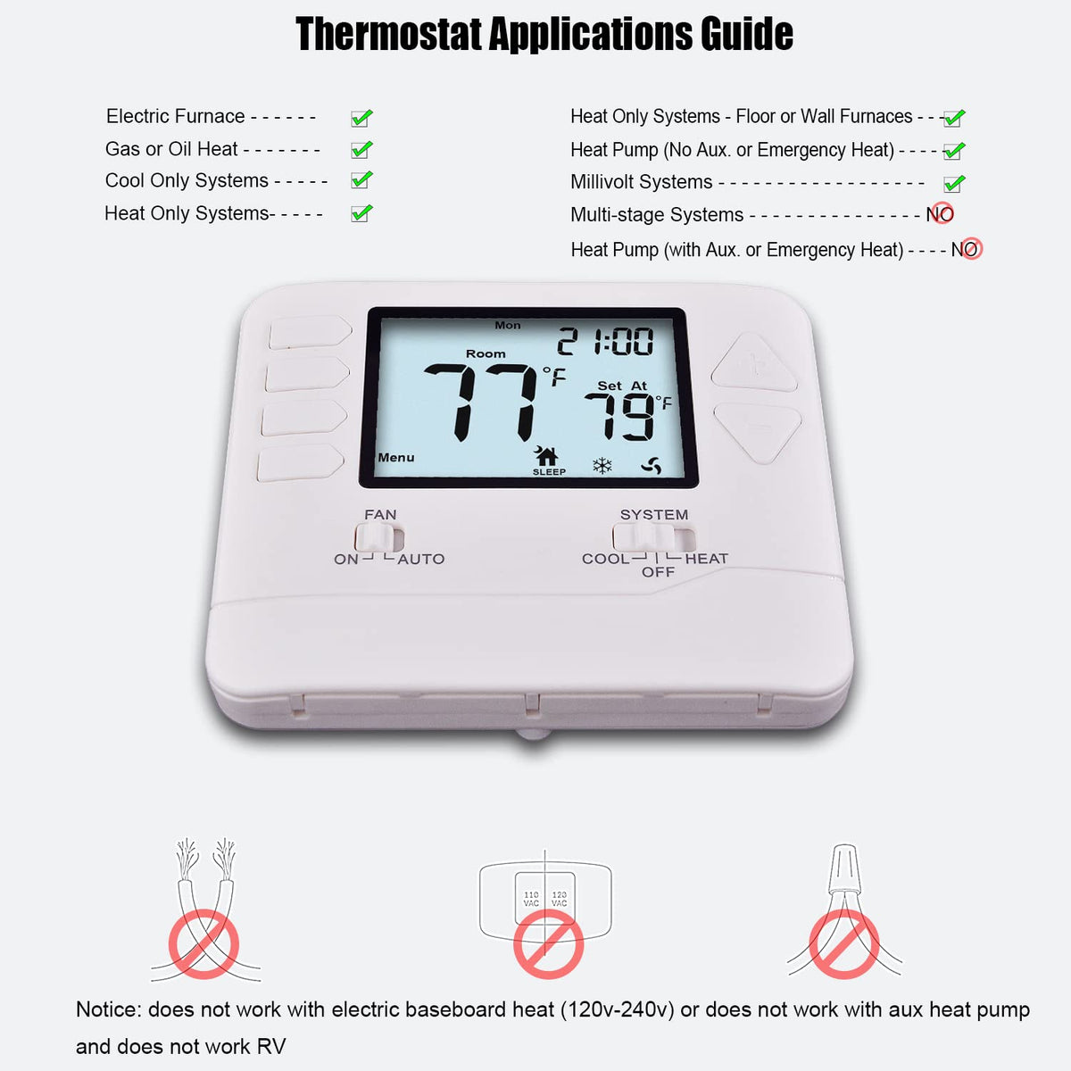 Heagstat no C-wire required on most 24V systems for simple setup