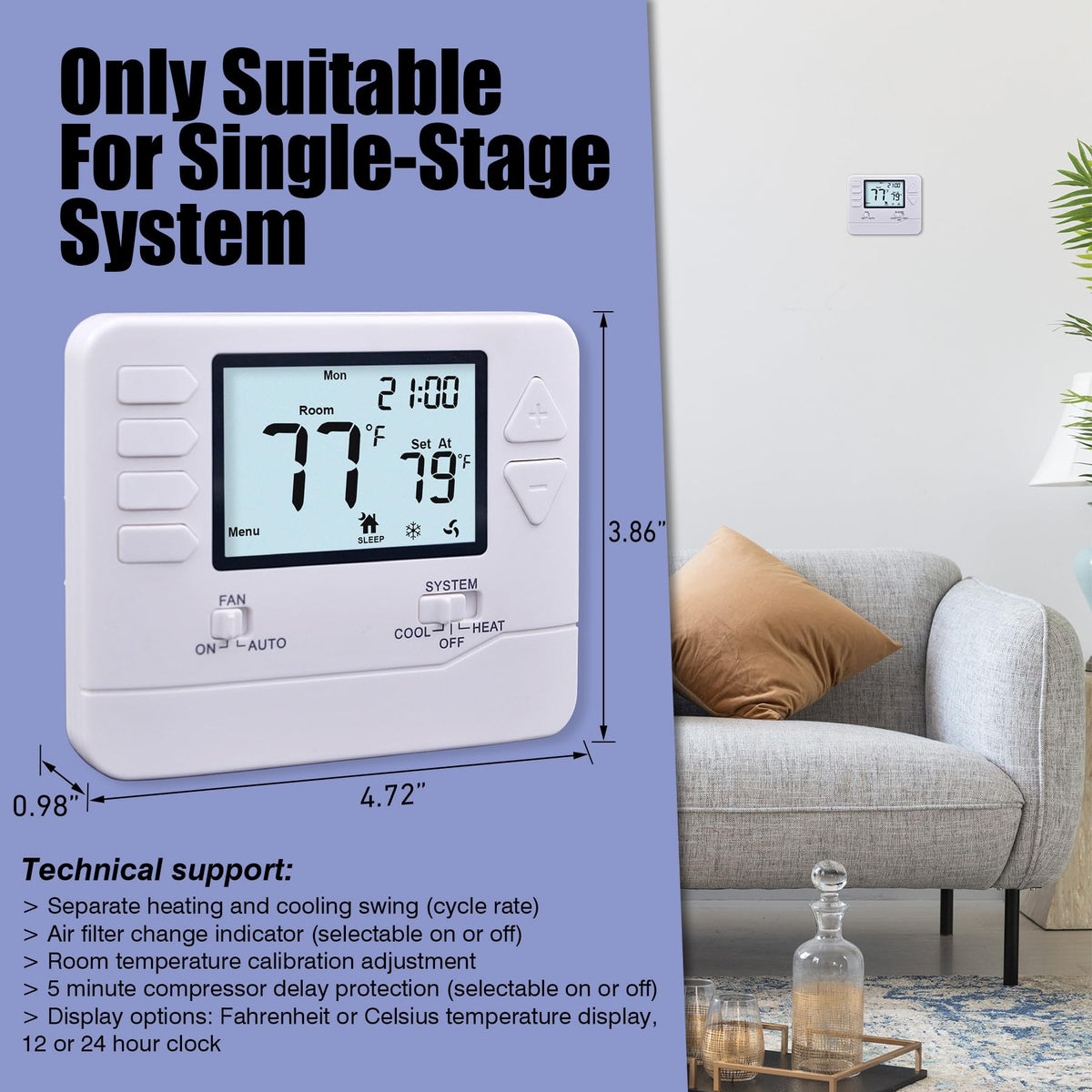 Heagstat wiring setup illustrating simple connections for 1H/1C systems