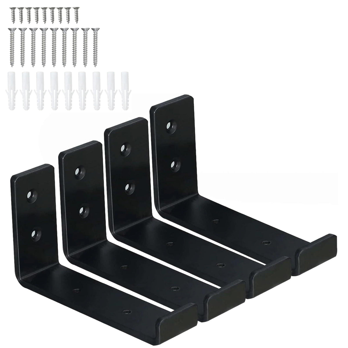 HEART ART black shelf bracket 6in front view showing sturdy display support