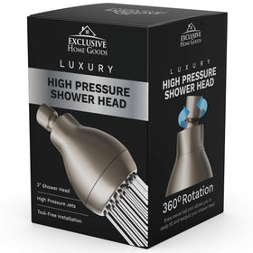 Heatsistence brushed nickel shower head overview highlighting compact design