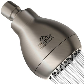 Heatsistence high pressure shower head front view in brushed nickel for a powerful rinse