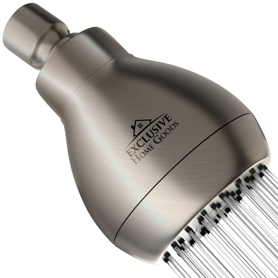 Heatsistence high pressure shower head front view in brushed nickel for a powerful rinse