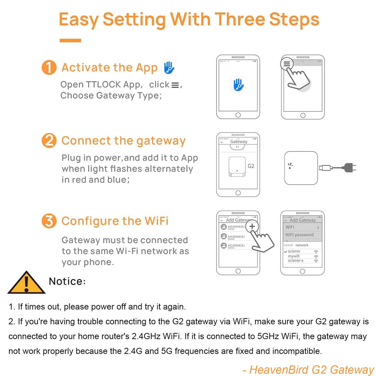 Battery status and activity alerts on HeavenBird G2 Gateway in real time
