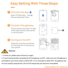 Battery status and activity alerts on HeavenBird G2 Gateway in real time
