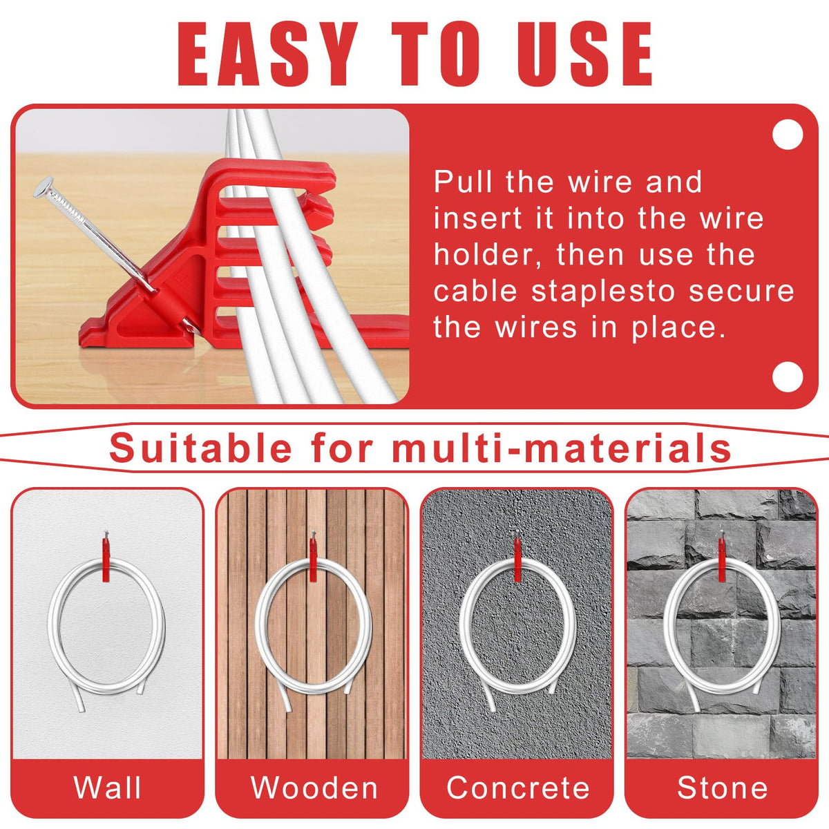 Hedday multi-cable clips organize the workspace with a clean, orderly look.