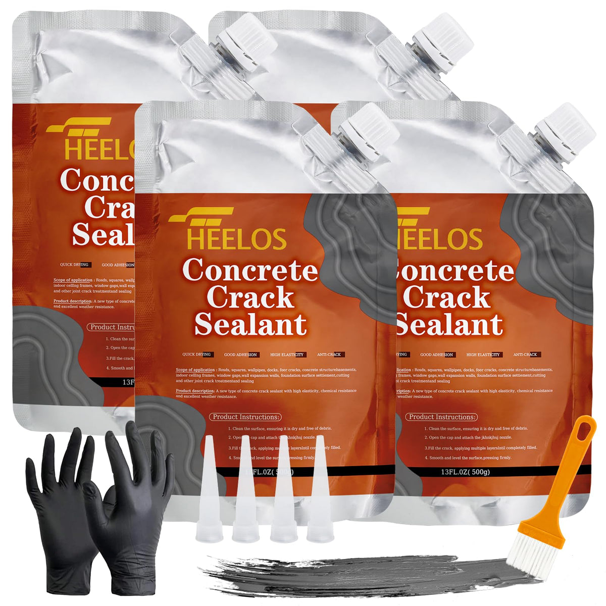 Heelos four-pack concrete crack filler for quick driveway repairs