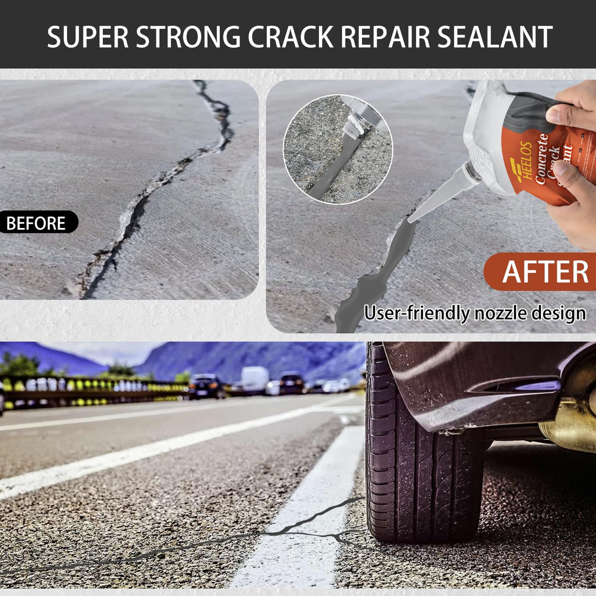 Heelos multi-surface application kit for driveways, patios, sidewalks, and garages.