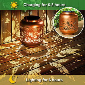 HEGUD butterfly cutout lantern lit at night for garden ambience