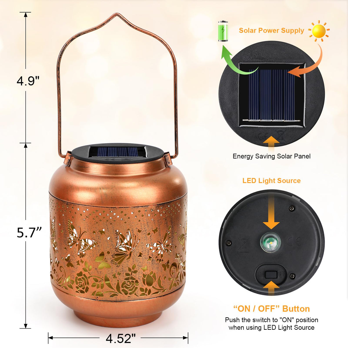 HEGUD garden decor solar lantern on porch with warm glow