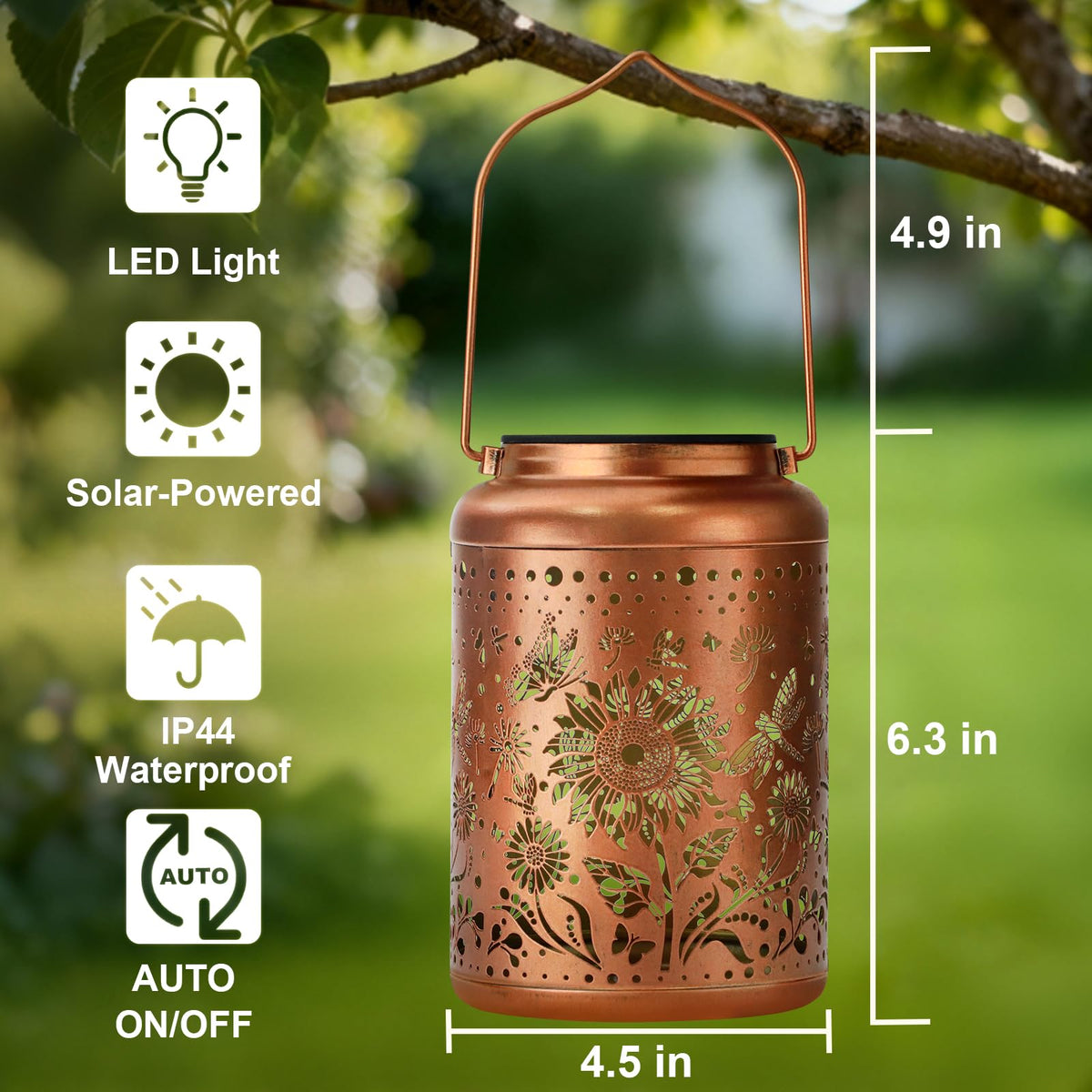 HEGUD hanging solar light brightens decks and balconies with graceful patterns