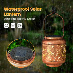 HEGUD IP65 waterproof lantern withstands rain for yard decor.