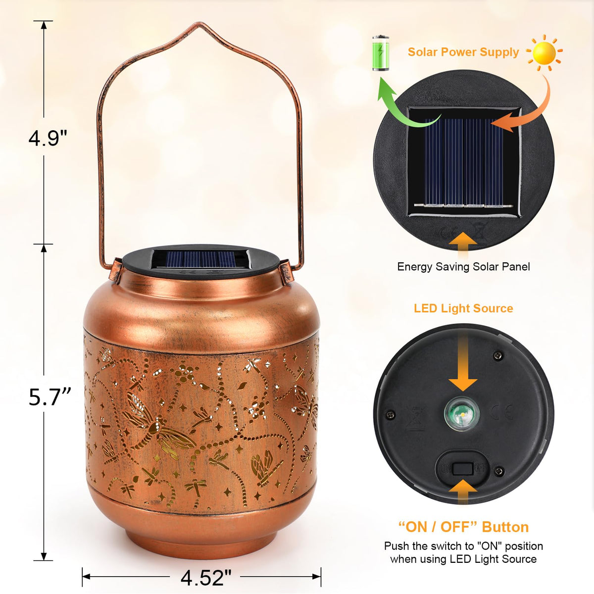 HEGUD dragonfly lantern creates warm yard ambiance for evenings.