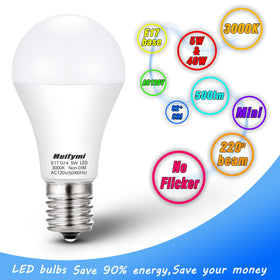 Heifymi E17 bulb side angle showing compact size for chandeliers and fans