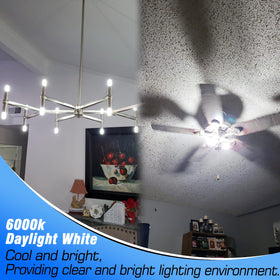 Heifymi E17 LED bulb in chandelier demonstrates bright daylight illumination