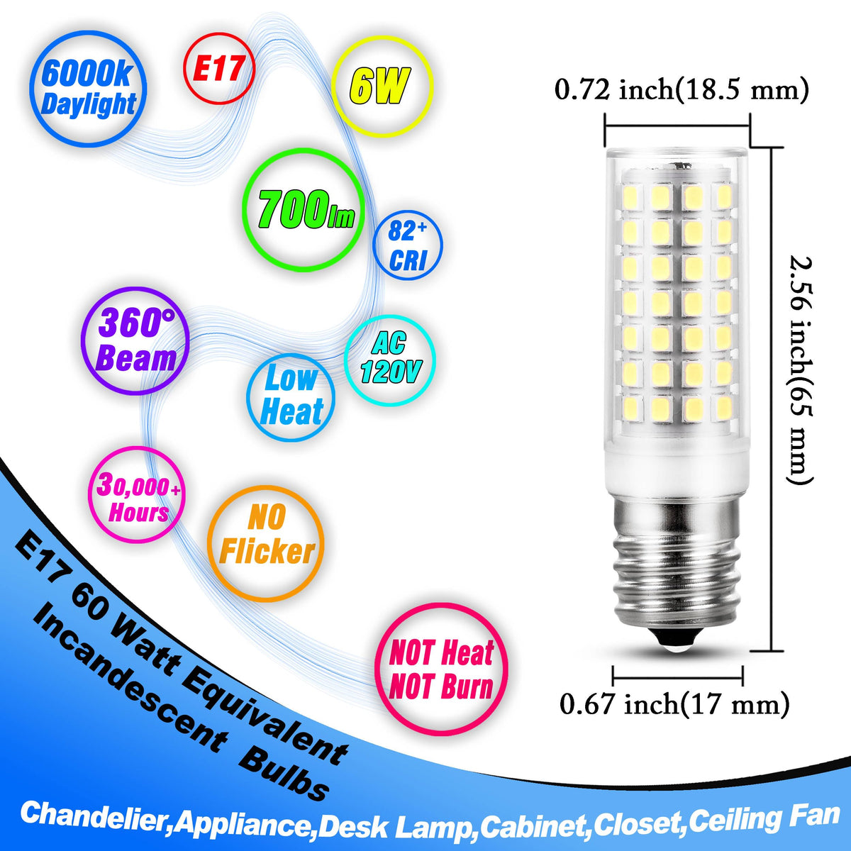 Packaging for Heifymi E17 LED bulb 5-pack communicates value and convenience