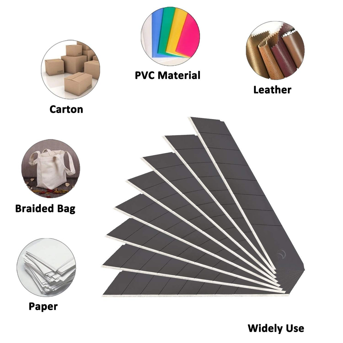 HEIKIO 18mm wide blades for smooth cuts in cardboard and PVC