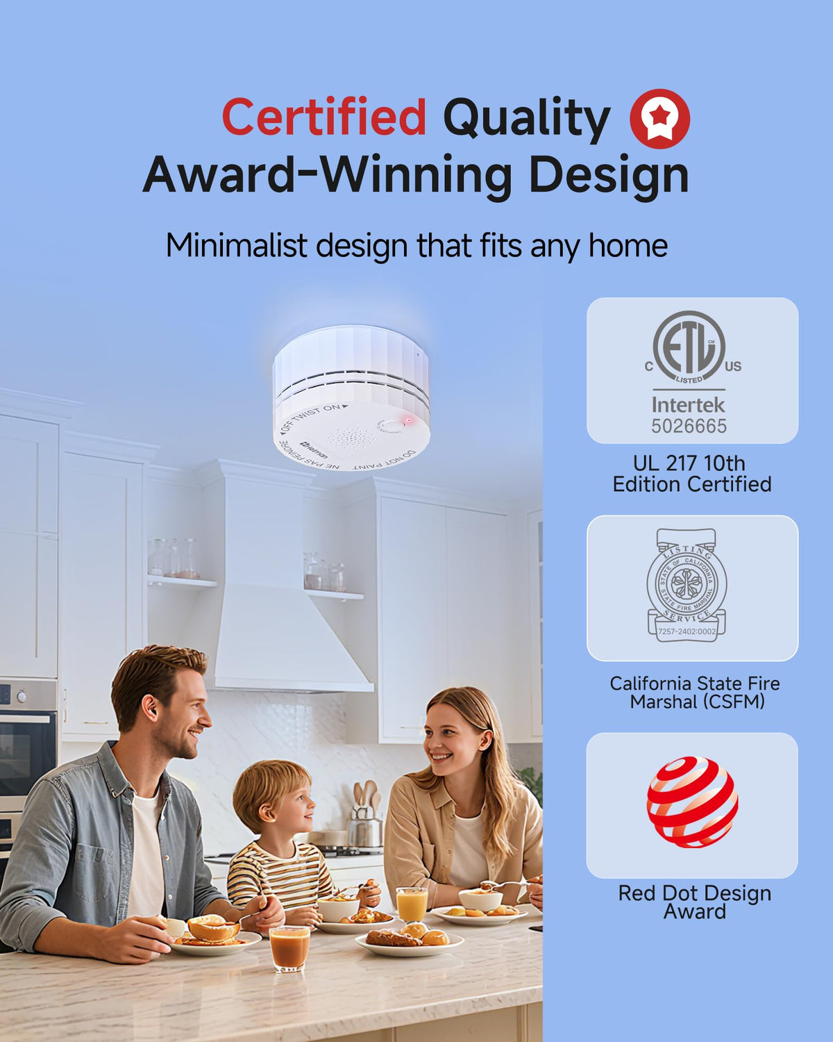 HEIMAN Matter smoke detector battery-powered safety during power outages