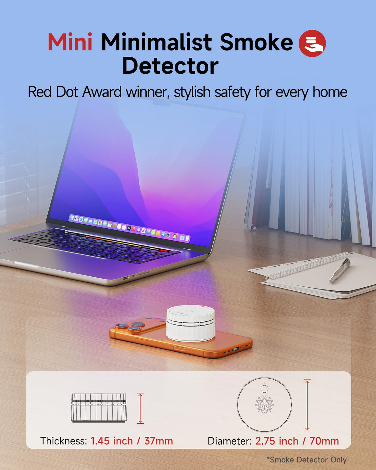 HEIMAN Matter smoke detector compact design fits small spaces