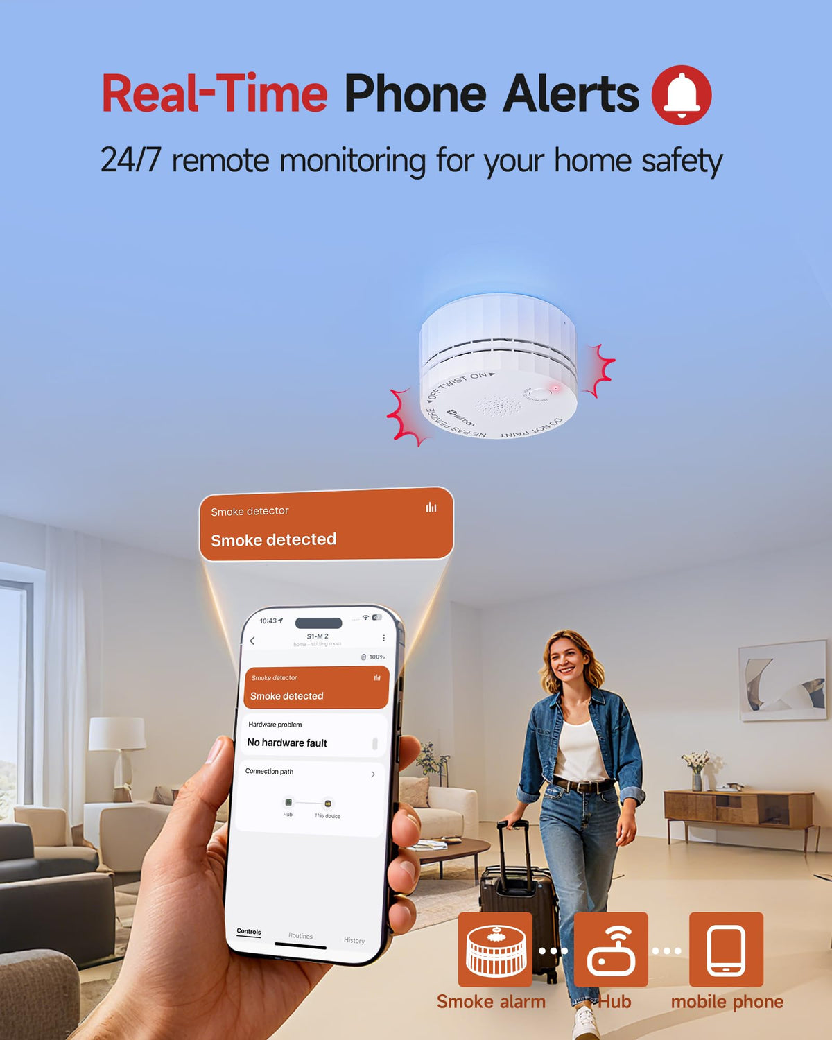 HEIMAN Matter smoke detector test/silence button for weekly checks