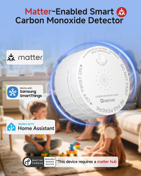 Heiman CO detector Matter connection shows modern integration with real-time updates.