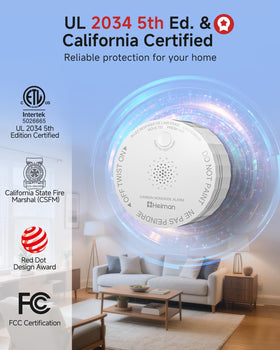 Heiman smart CO detector side view highlighting its slim profile for apartments.