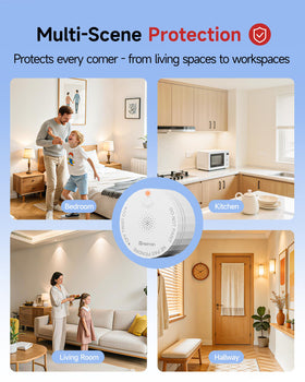 HEIMAN smoke detector compact design fits bedrooms and kitchens without clutter