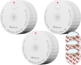 HEIMAN smoke detector front view, compact home safety design.