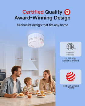 HEIMAN smoke detector side view, slim profile for discreet placement.
