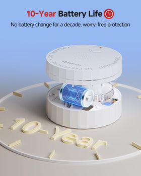 HEIMAN smoke detector test/silence button close-up for easy control.