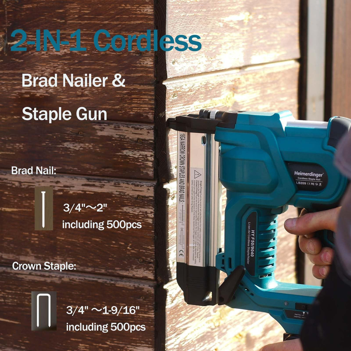 Heimerdinger cordless 2in brad-nailer side view shows compact design
