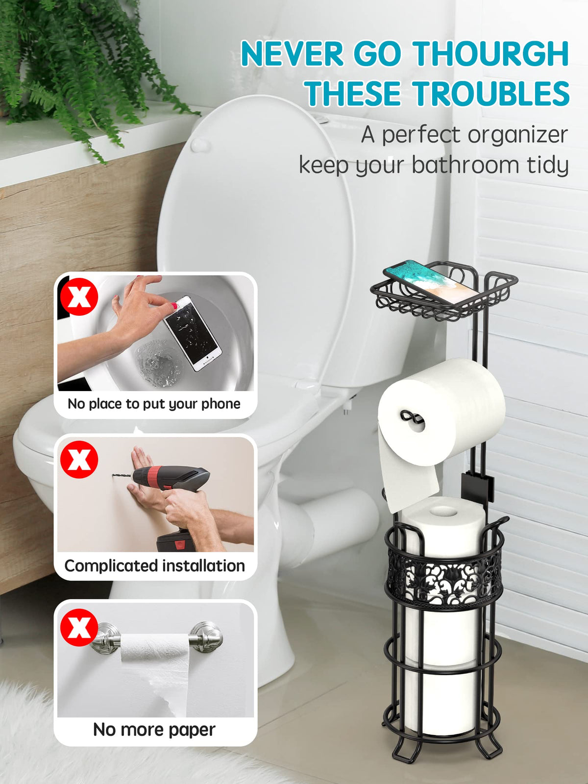 Heioov floral pattern with black finish adds stylish durability to bathroom