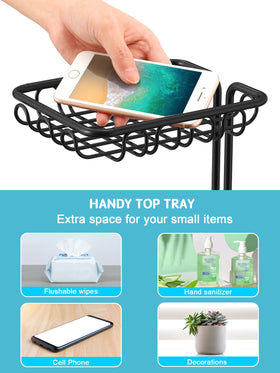 Heioov top shelf offers accessible space for phone and wipes