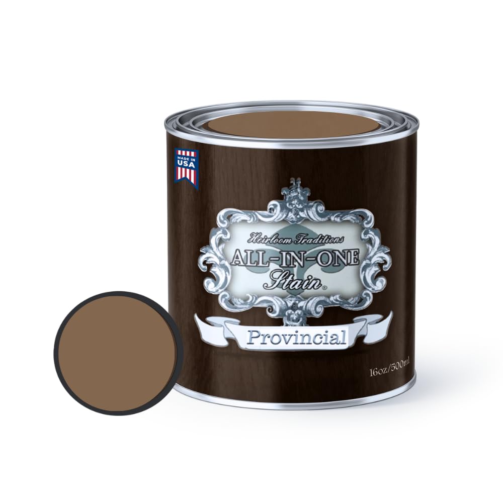 Heirloom Traditions All-in-One Gel Stain Provincial pint close-up shows rich pigment and smooth finish.