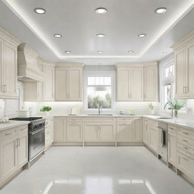 Cabinets treated with ALL-IN-ONE paint show a durable velvet finish.