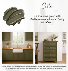 Cabinet finished in Crete Olive Green with ALL-IN-ONE Paint by Heirloom Traditions