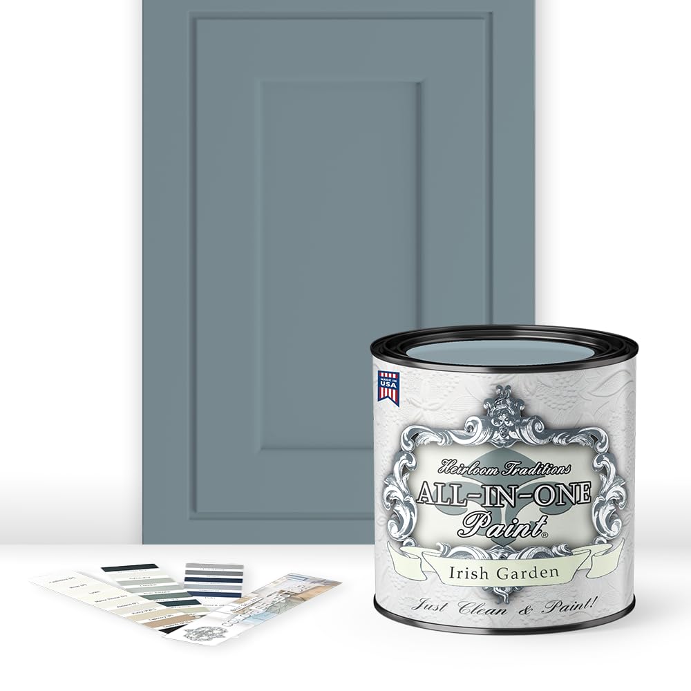 Heirloom Traditions ALL-IN-ONE Paint Irish Garden bottle demonstrates easy color application on cabinets.