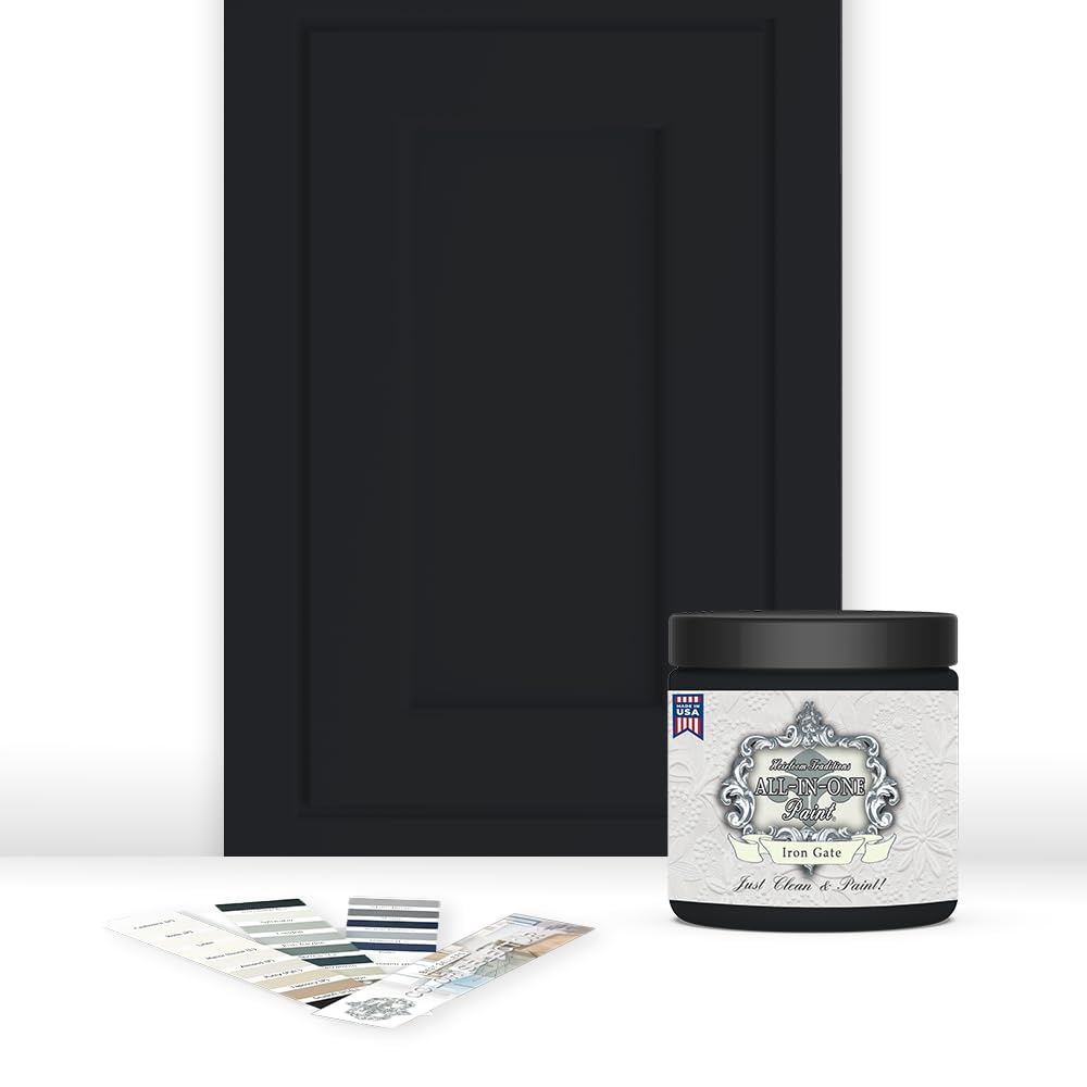 Heirloom Traditions ALL-IN-ONE Paint Iron Gate bottle demonstrates durable, versatile coverage.