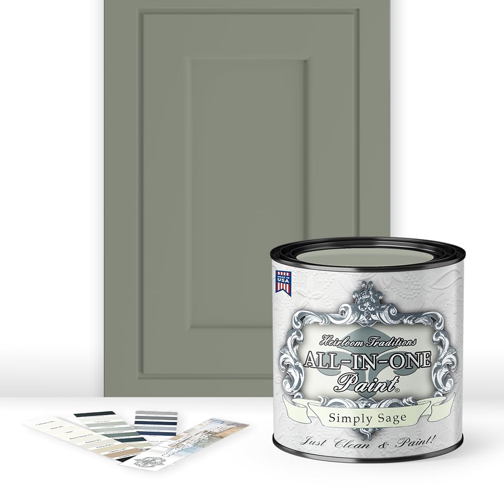 Heirloom Traditions ALL-IN-ONE Paint Simply Sage bottle for easy, durable coating.