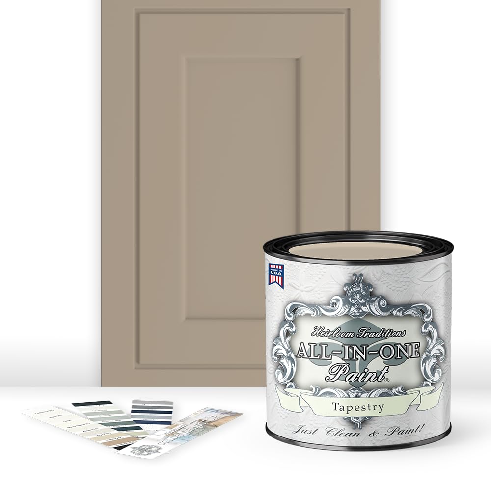 Heirloom Traditions ALL-IN-ONE Paint in Tapestry on a cabinet door shows durable, easy-clean coverage.