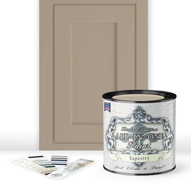 Heirloom Traditions ALL-IN-ONE Paint in Tapestry on a cabinet door shows durable, easy-clean coverage.