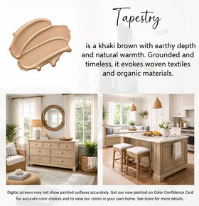 Tapestry khaki brown on a front door highlighting subtle color and a low-luster finish.