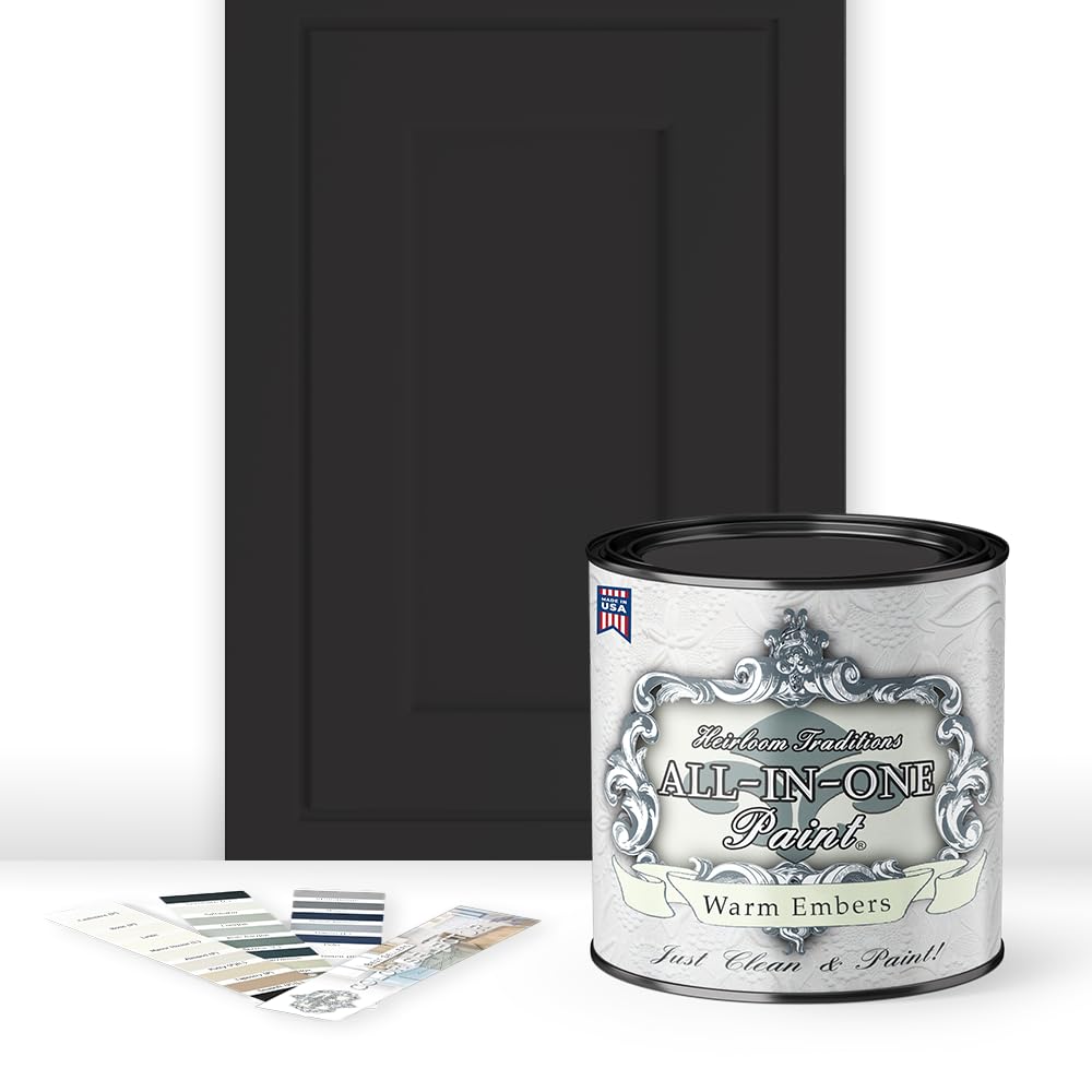 Heirloom Traditions ALL-IN-ONE Paint Warm Embers bottle closeup shows durable coverage