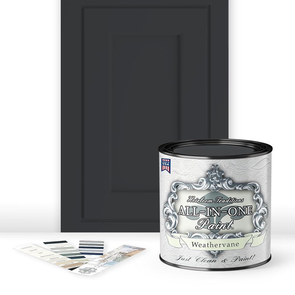 Heirloom Traditions ALL-IN-ONE Paint Weathervane bottle label shows durable finish.